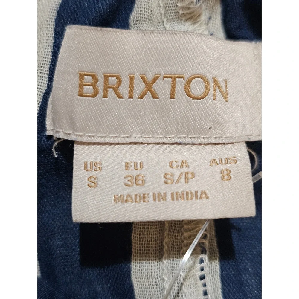 NWT‎ Brixton Womens Deep Sea Blue Striped Mykonos Wide Leg Jumpsuit Small